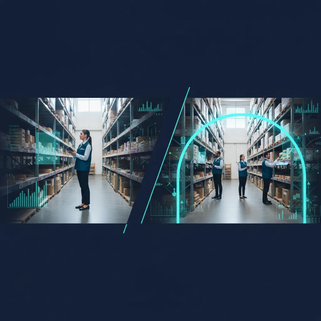 Cycle count vs physical inventory - workers counting inventory in warehouse