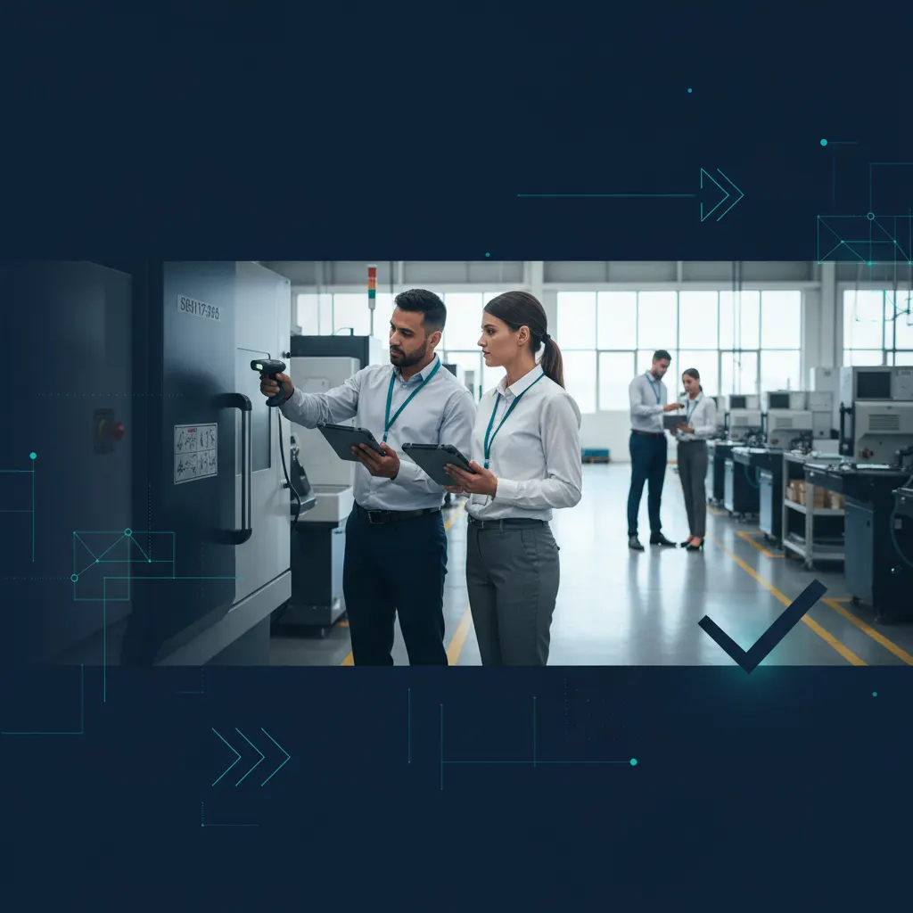 Fixed asset verification - team checking equipment with scanners