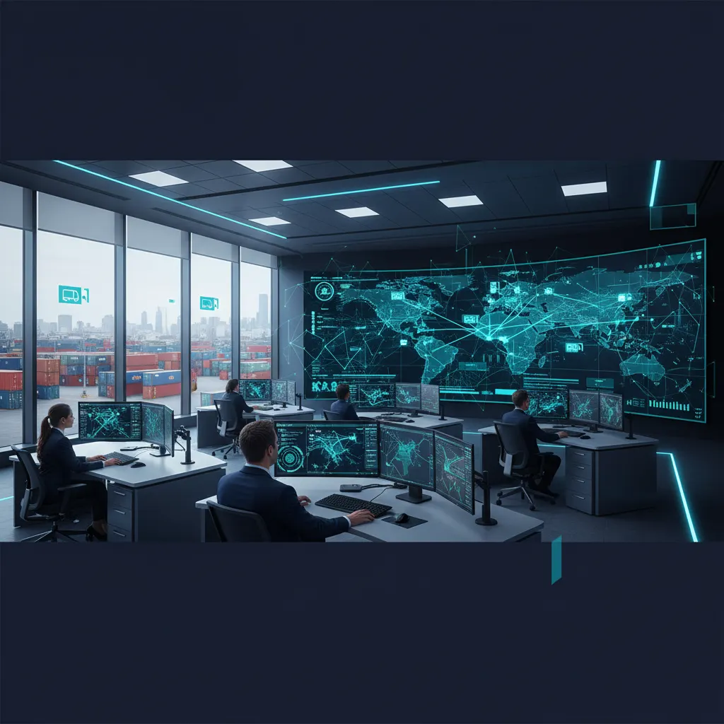 RFID GPS tracking - fleet operations center with GPS maps on screens